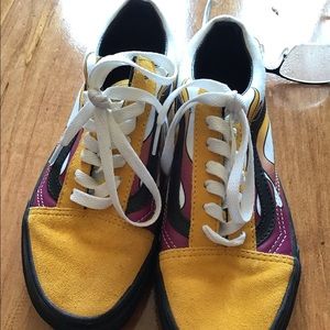 Yellow suede flame Vans